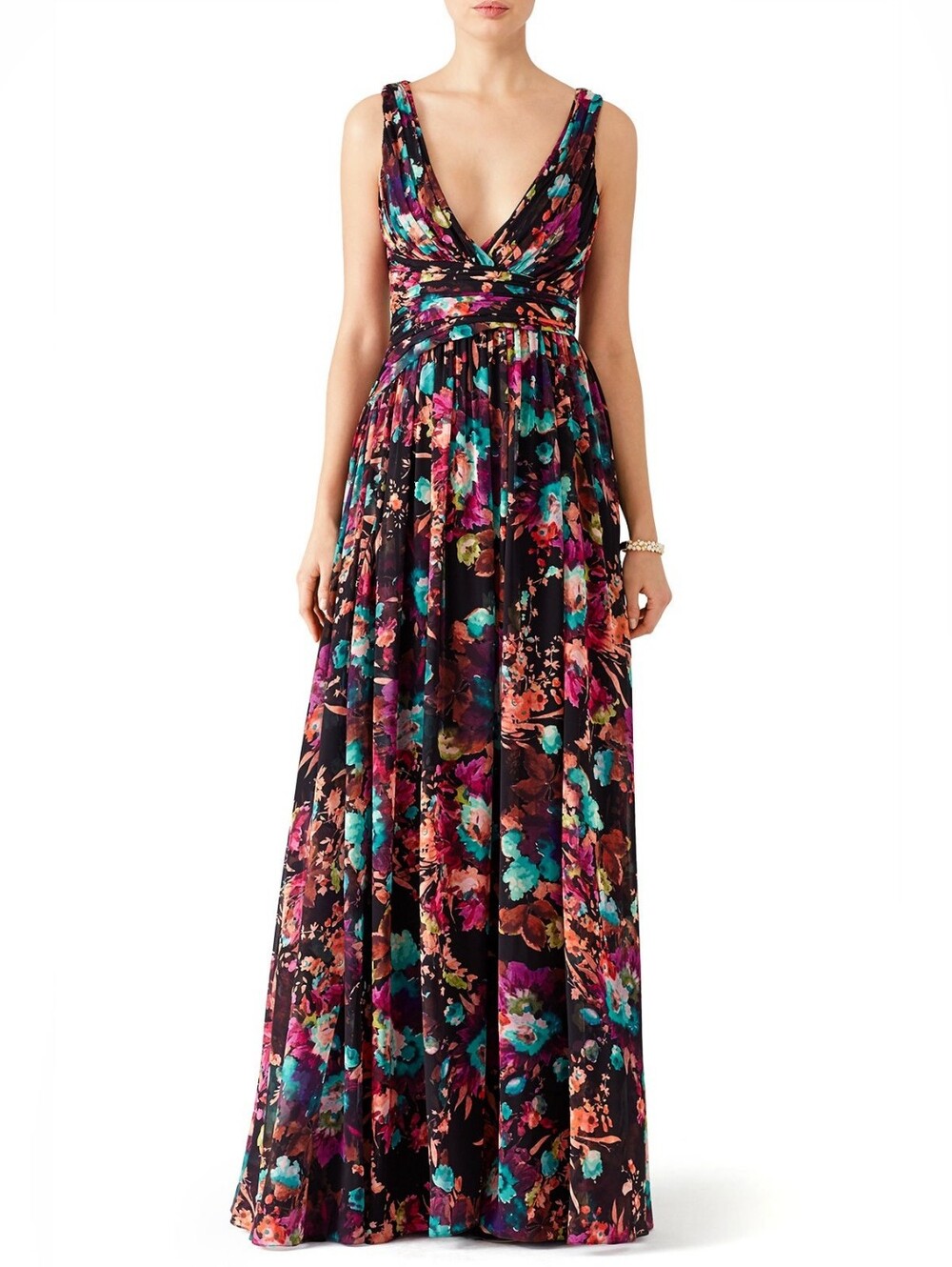 Badgley Mischka Dark Floral Maxi Dress